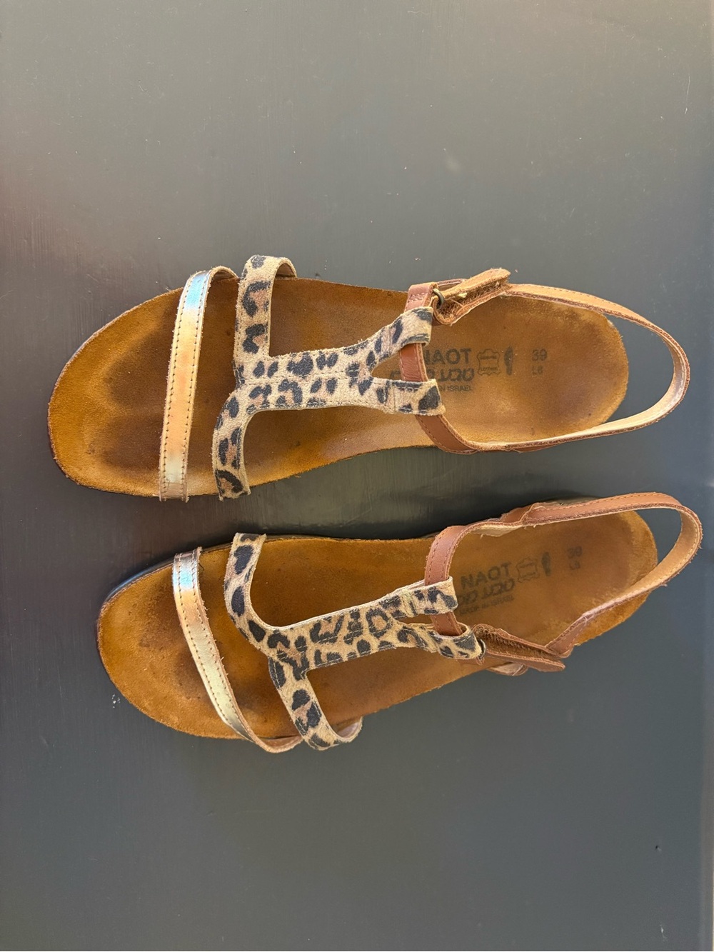 Naot Women's Leopard Print & Metallic Slingback Sandals - Brown/Gold